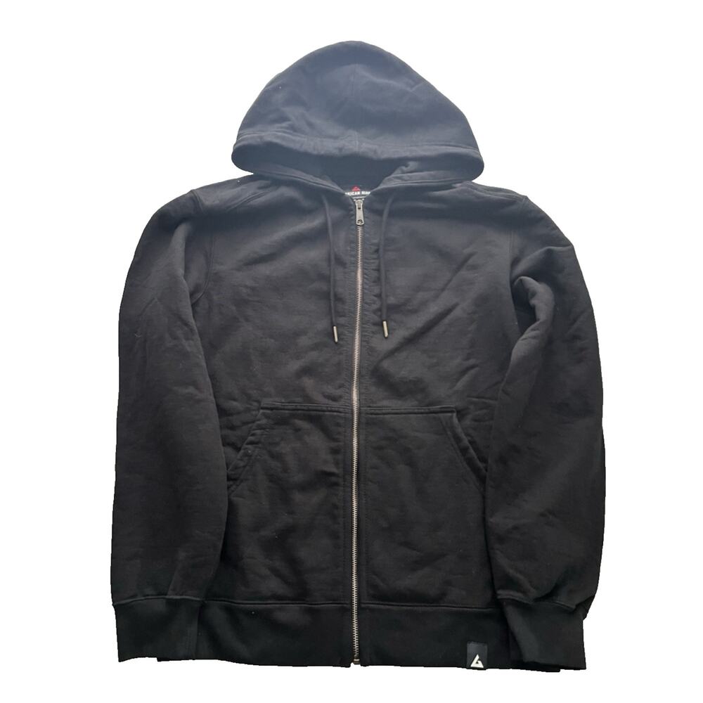 American Giant Mens Full Zip Hoodie Sweatshirt Small Black Heavyweight USA